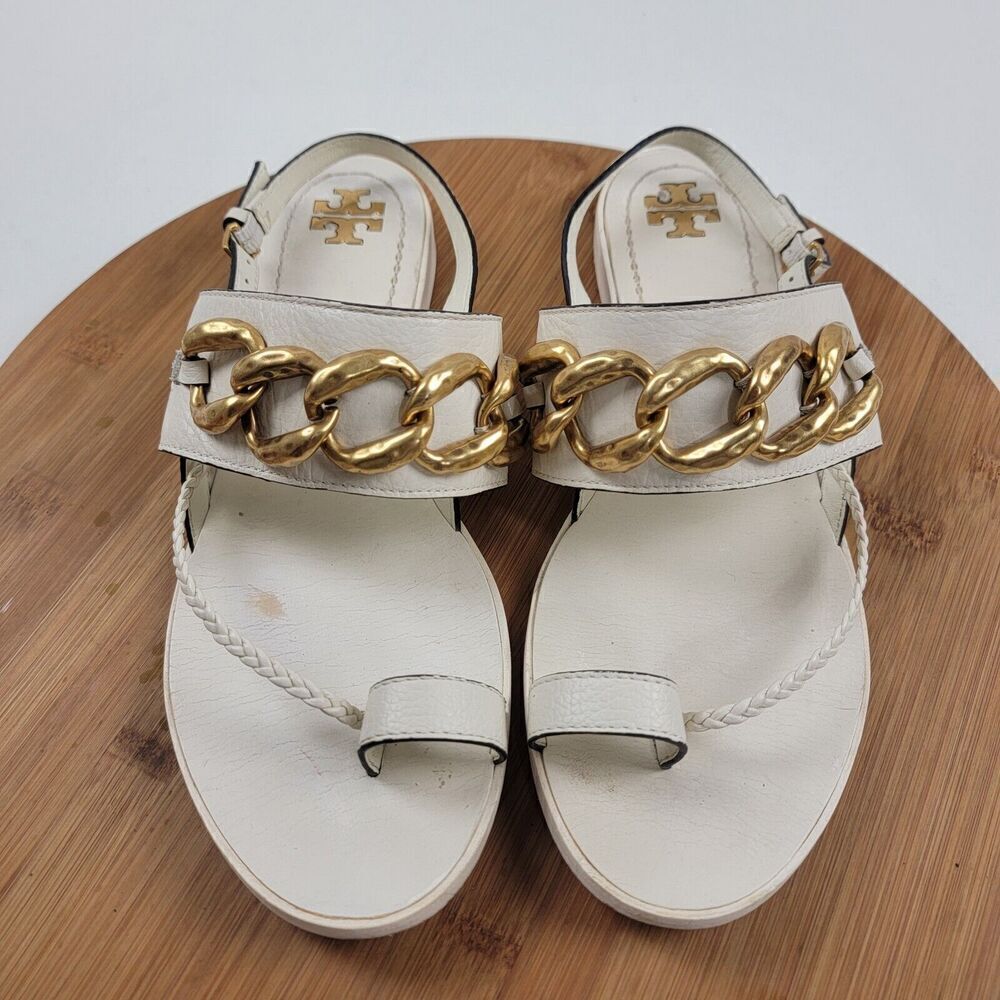 Tory Burch Women's Gold Chain Cream Sandals
